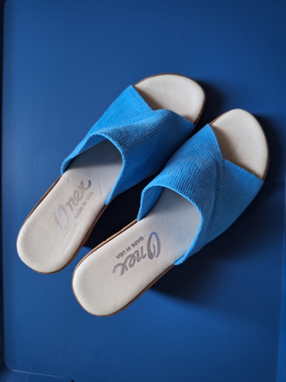 Blue Onex Slide Wedge Sandals for Women Size 39 Made In USA